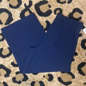 SALE!! NWT Maison Jules navy elastic waist pants womens Large tie waist wide leg